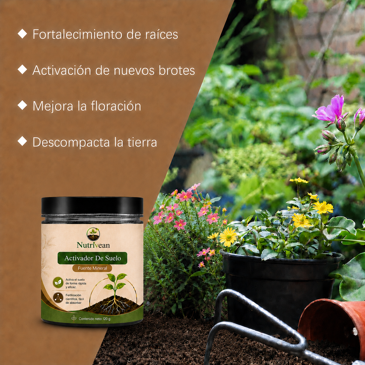 Activador y mejorador de suelo para plantas más sanas y hermosas