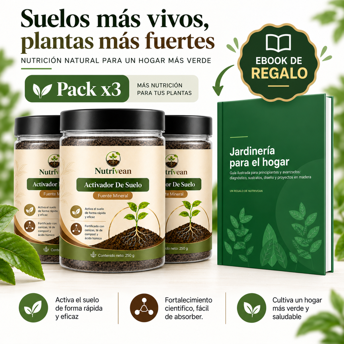 Activador y mejorador de suelo para plantas más sanas y hermosas